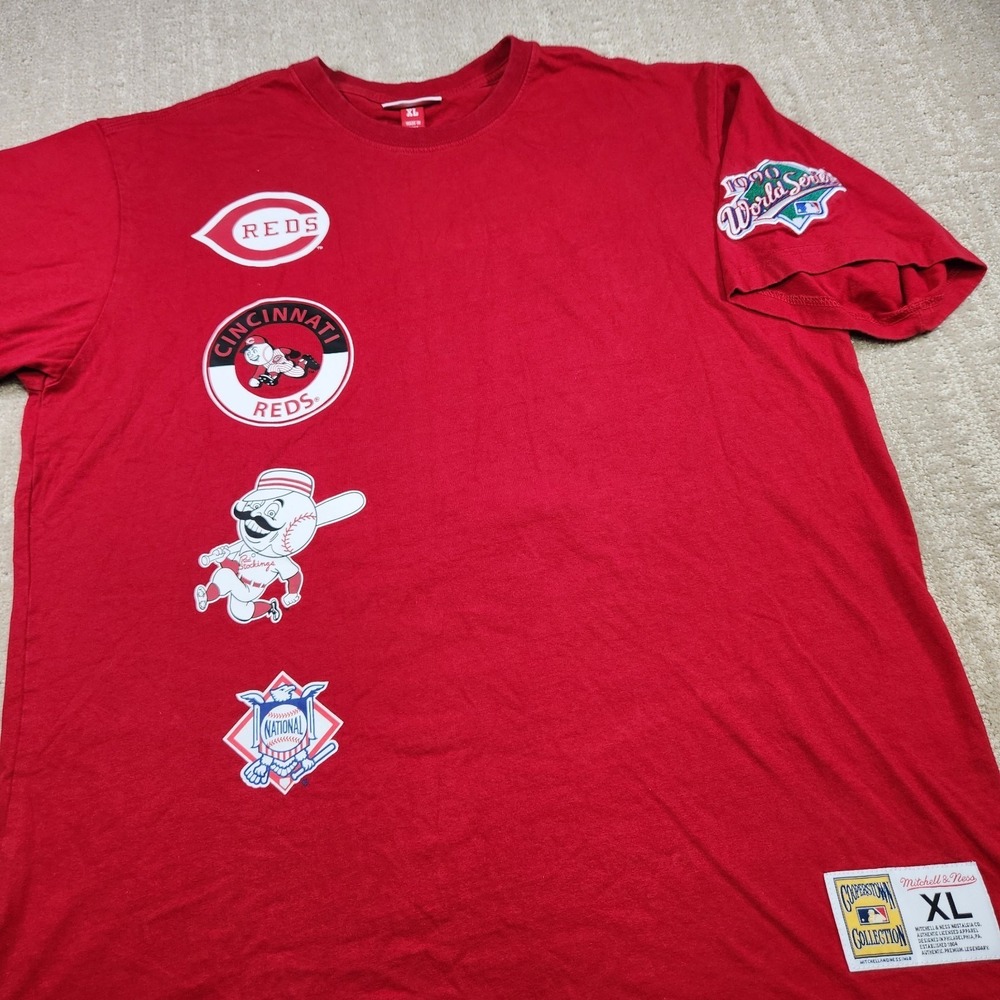 Cincinnati Reds Shirt Men XL Cooperstown Collection Mitchell & Ness Heavy Cotton